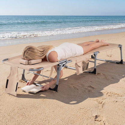 Adjustable Tanning Chaise Lounge With Face Hole