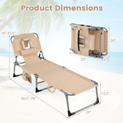 Adjustable Tanning Chaise Lounge With Face Hole