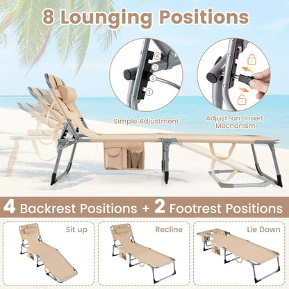 Adjustable Tanning Chaise Lounge With Face Hole