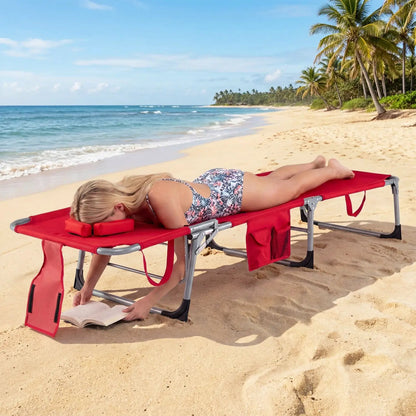 Adjustable Tanning Chaise Lounge With Face Hole