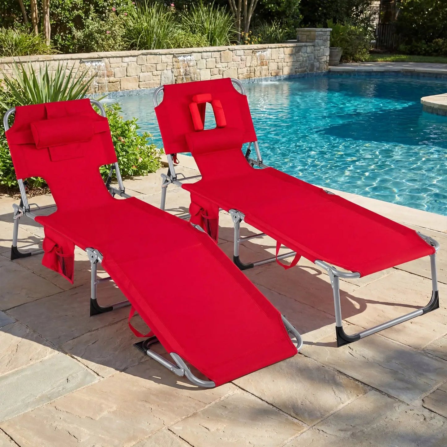 Adjustable Tanning Chaise Lounge With Face Hole