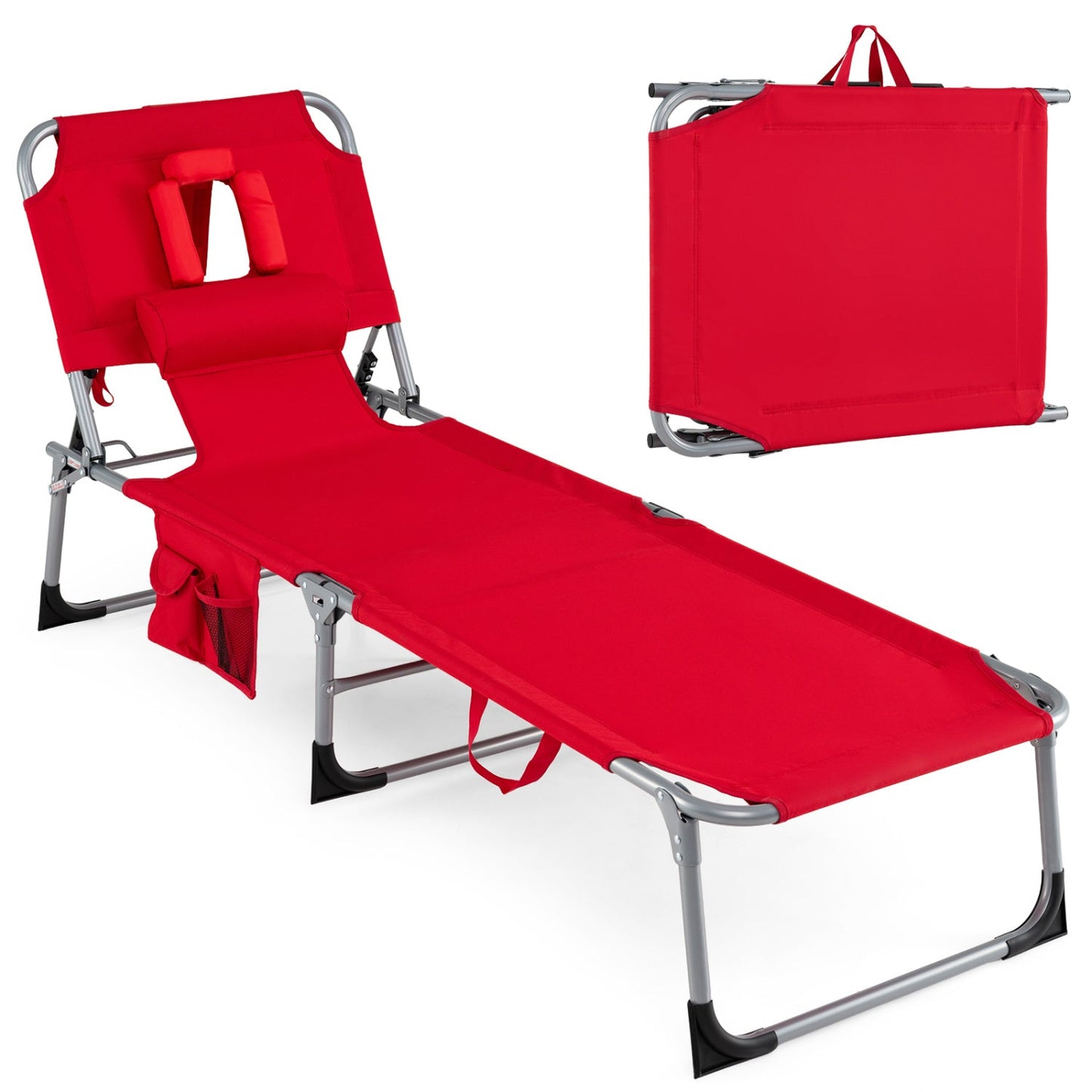 Adjustable Tanning Chaise Lounge With Face Hole