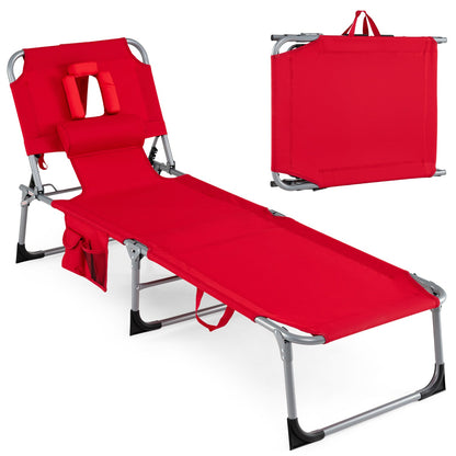 Adjustable Tanning Chaise Lounge With Face Hole