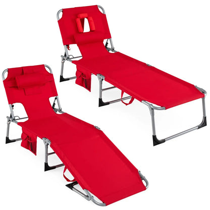 Adjustable Tanning Chaise Lounge With Face Hole