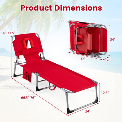 Adjustable Tanning Chaise Lounge With Face Hole