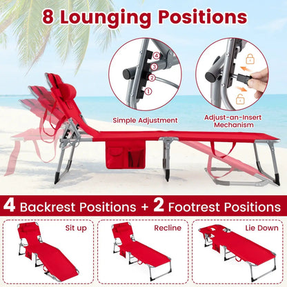 Adjustable Tanning Chaise Lounge With Face Hole