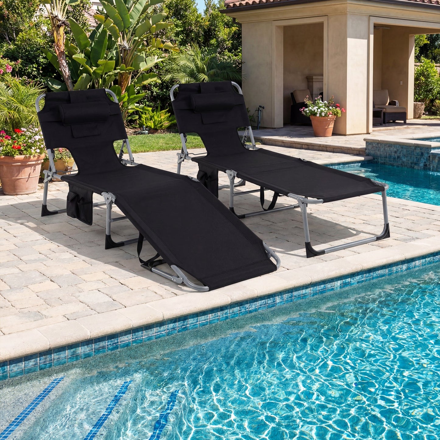 Adjustable Tanning Chaise Lounge With Face Hole