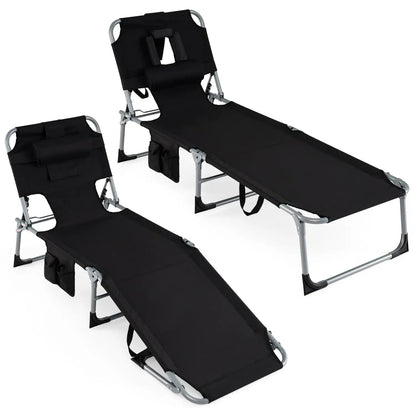 Adjustable Tanning Chaise Lounge With Face Hole