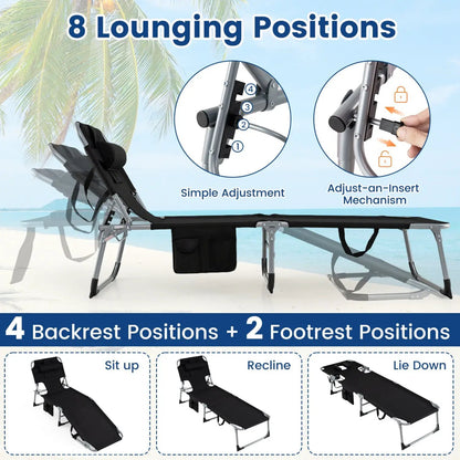 Adjustable Tanning Chaise Lounge With Face Hole