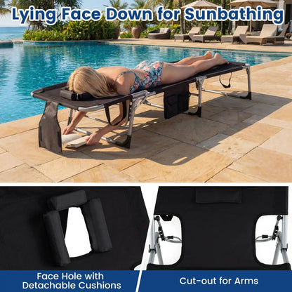 Adjustable Tanning Chaise Lounge With Face Hole