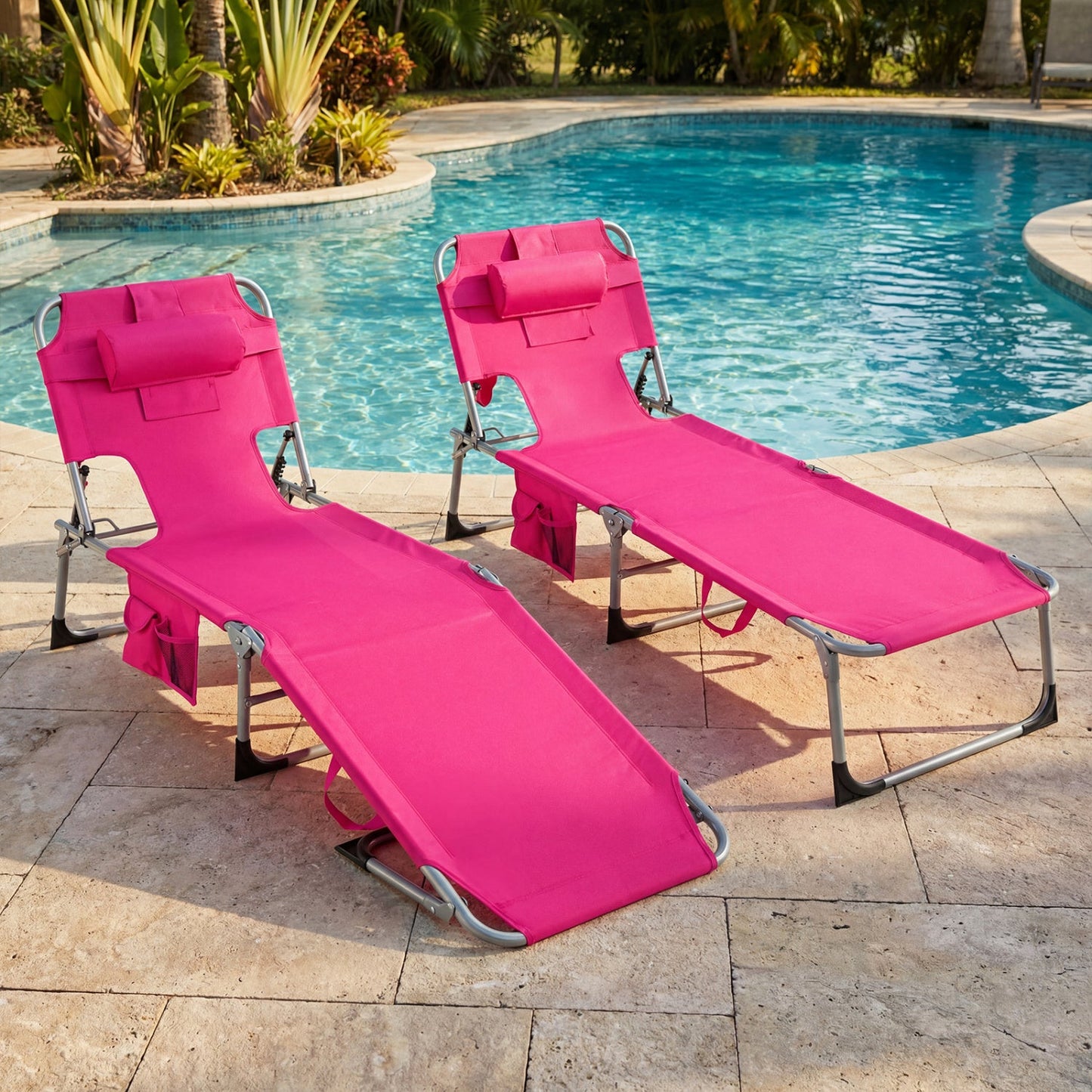 Adjustable Tanning Chaise Lounge With Face Hole