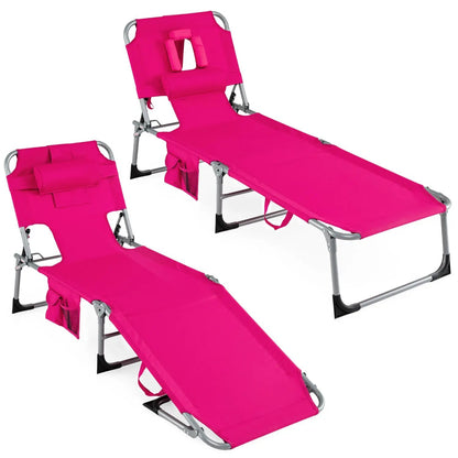 Adjustable Tanning Chaise Lounge With Face Hole