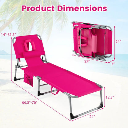 Adjustable Tanning Chaise Lounge With Face Hole