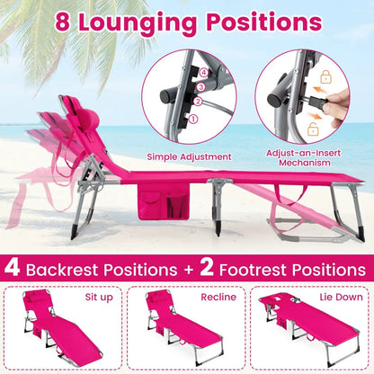 Adjustable Tanning Chaise Lounge With Face Hole