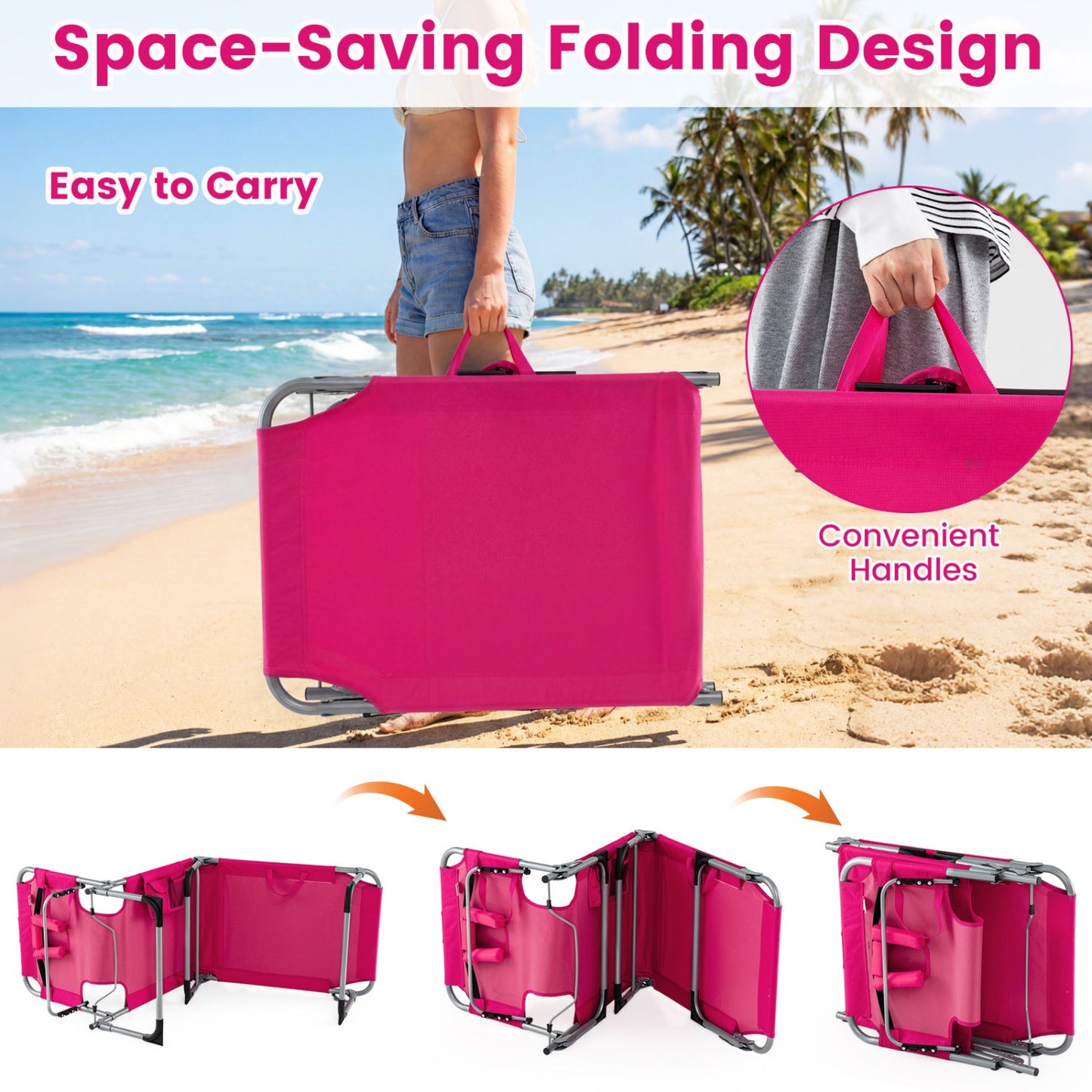 Adjustable Tanning Chaise Lounge With Face Hole