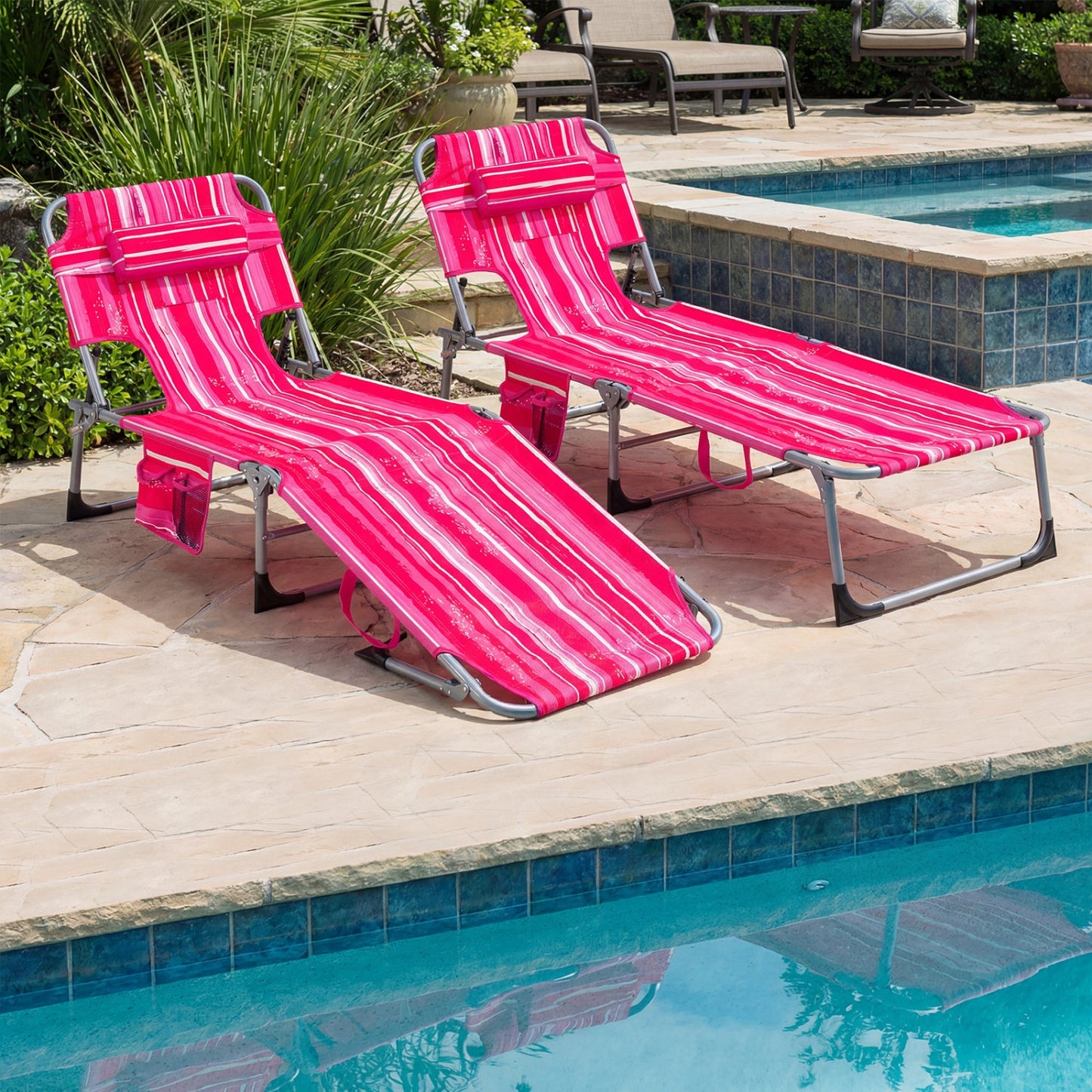 Adjustable Tanning Chaise Lounge With Face Hole