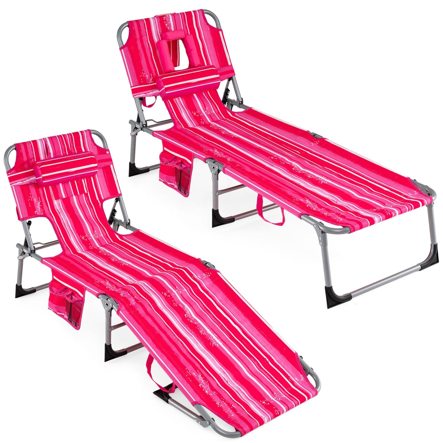 Adjustable Tanning Chaise Lounge With Face Hole