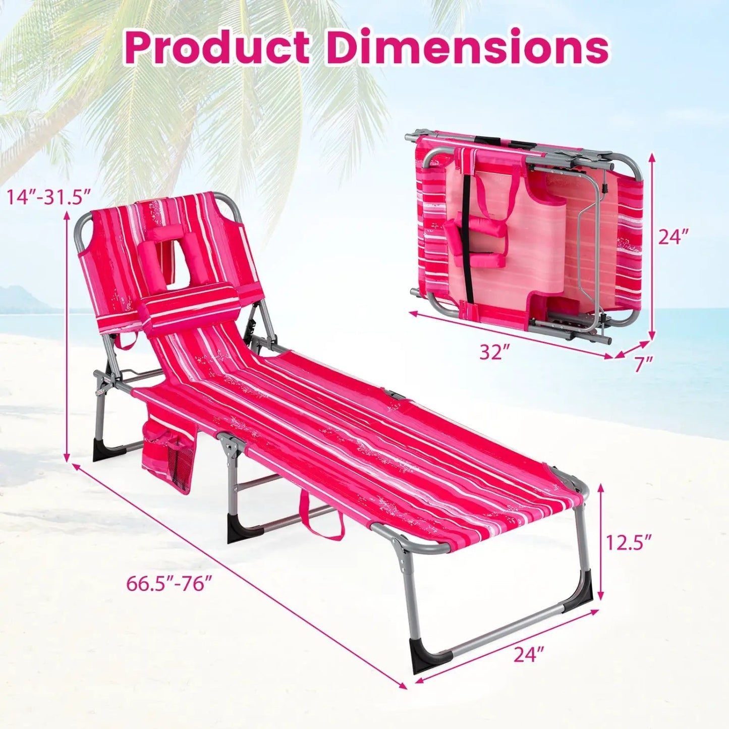 Adjustable Tanning Chaise Lounge With Face Hole