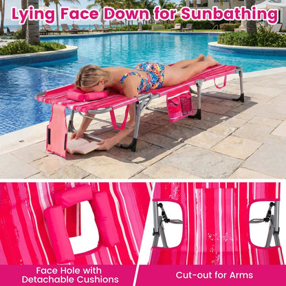 Adjustable Tanning Chaise Lounge With Face Hole