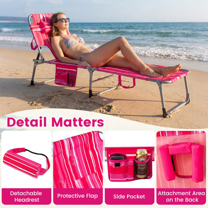 Adjustable Tanning Chaise Lounge With Face Hole