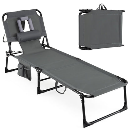Adjustable Tanning Chaise Lounge With Face Hole