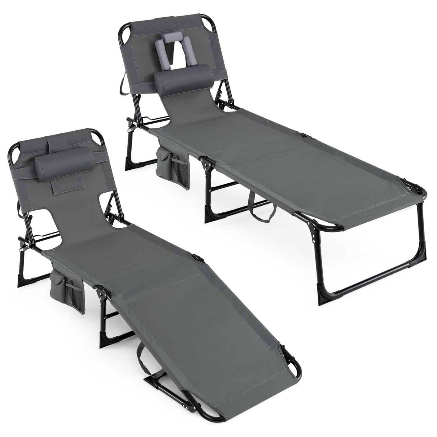 Adjustable Tanning Chaise Lounge With Face Hole