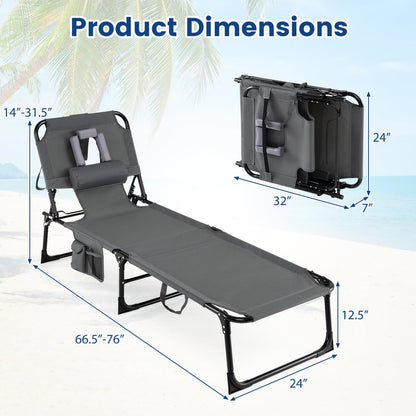 Adjustable Tanning Chaise Lounge With Face Hole