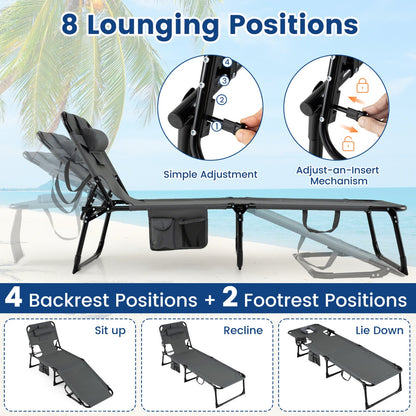 Adjustable Tanning Chaise Lounge With Face Hole