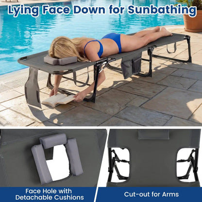 Adjustable Tanning Chaise Lounge With Face Hole