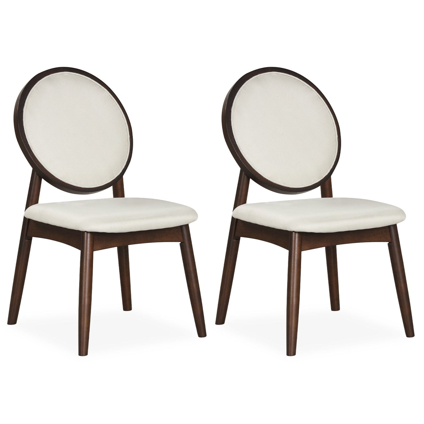 Set of 2 Upholstered Linen Fabric Kitchen Side Chairs with Padded Seat