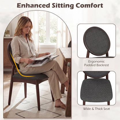 Set of 2 Upholstered Linen Fabric Kitchen Side Chairs with Padded Seat
