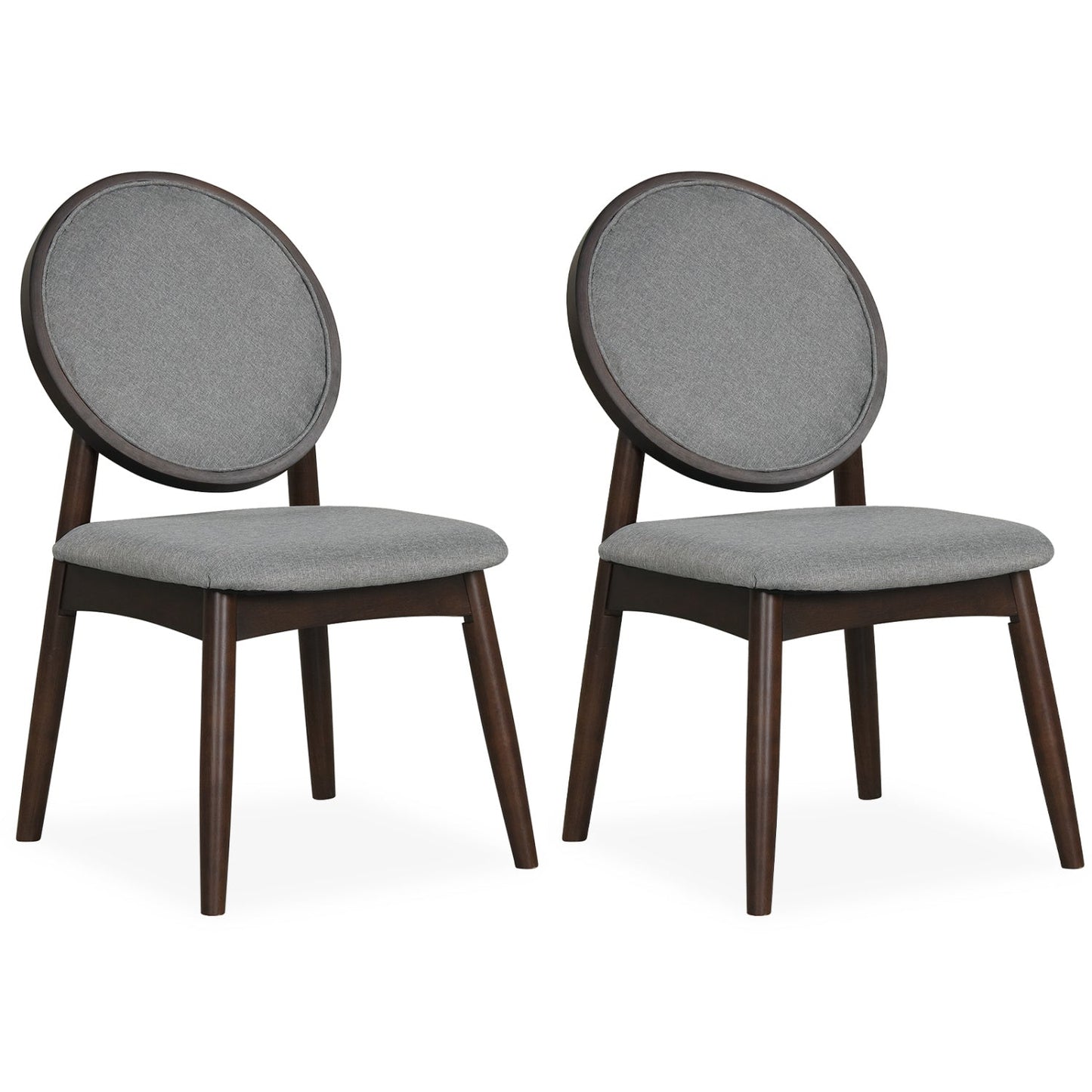 Set of 2 Upholstered Linen Fabric Kitchen Side Chairs with Padded Seat