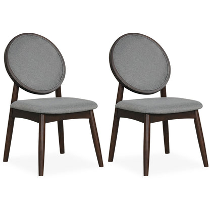 Set of 2 Upholstered Linen Fabric Kitchen Side Chairs with Padded Seat