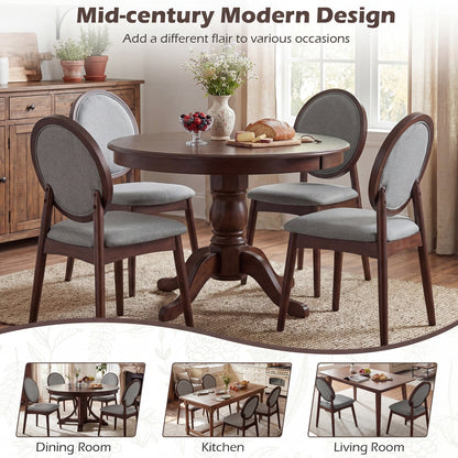 Set of 2 Upholstered Linen Fabric Kitchen Side Chairs with Padded Seat