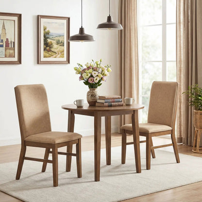 Set Of 2 Upholstered Dining Chairs With Wood Legs
