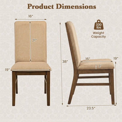Set Of 2 Upholstered Dining Chairs With Wood Legs