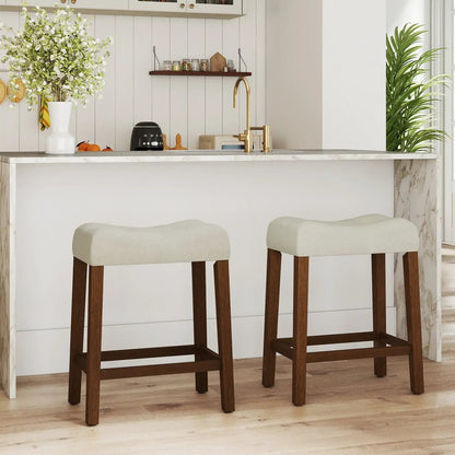 Set of 2 Upholstered Counter Height Bar Stools
