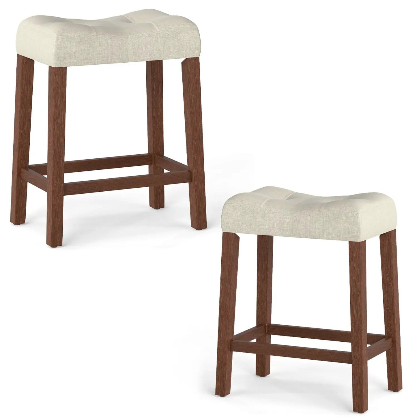 Set of 2 Upholstered Counter Height Bar Stools