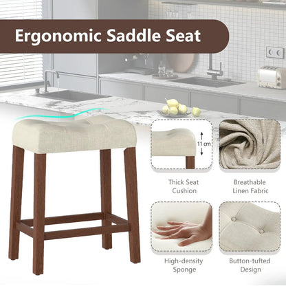 Set of 2 Upholstered Counter Height Bar Stools
