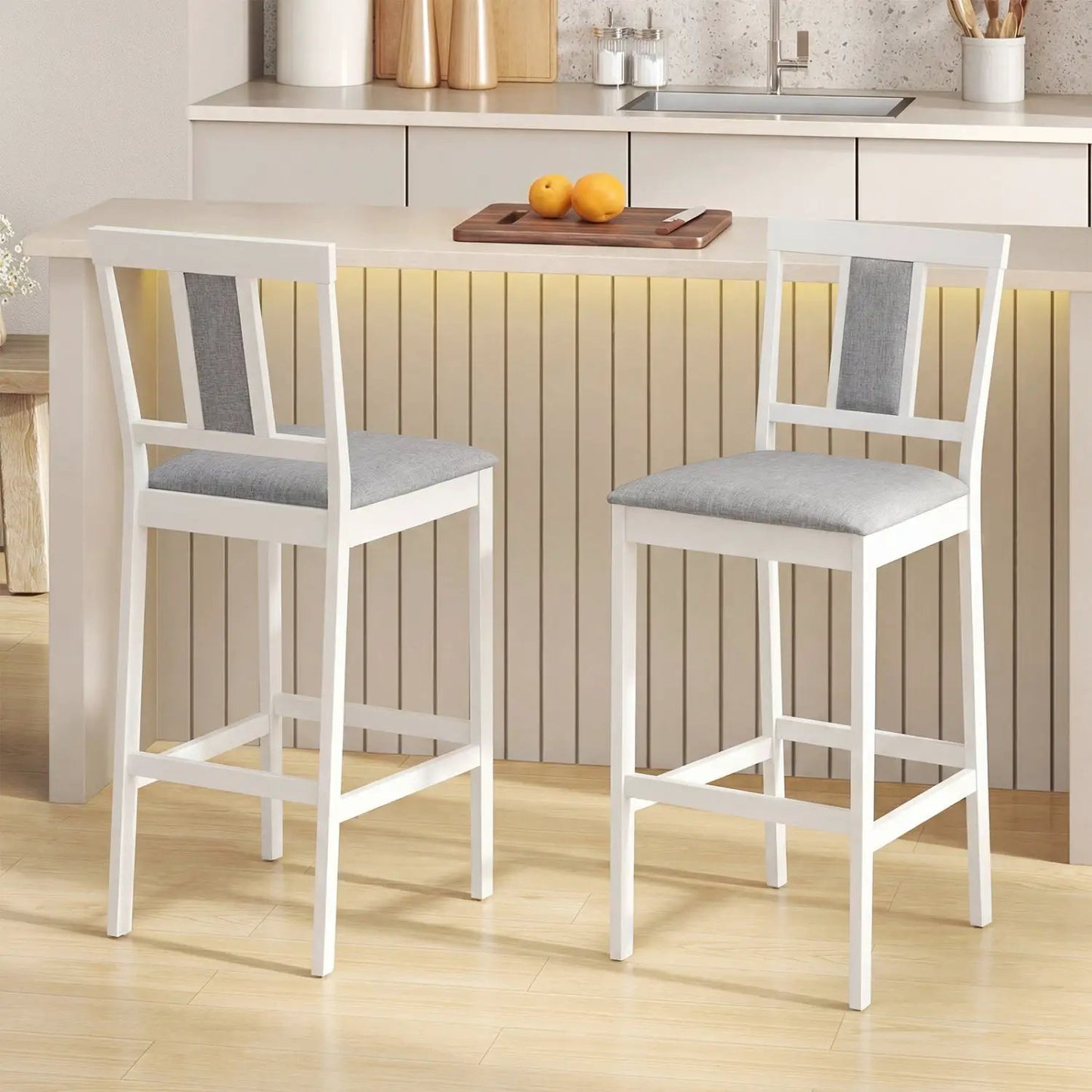 Set of 2 Upholstered Barstools 29.5 Inch Height