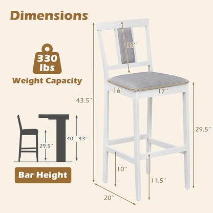 Set of 2 Upholstered Barstools 29.5 Inch Height