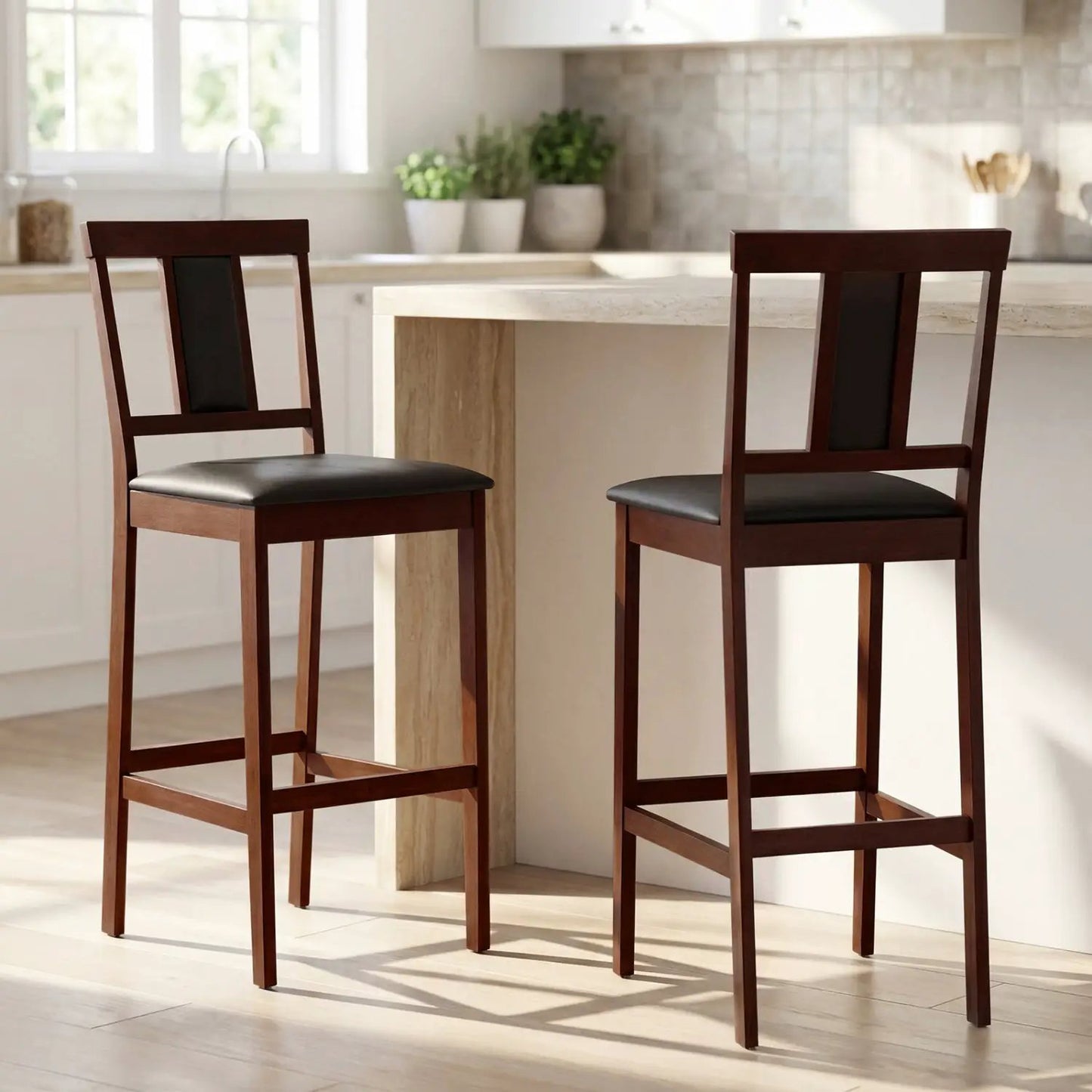 Set of 2 Upholstered Barstools 29.5 Inch Height