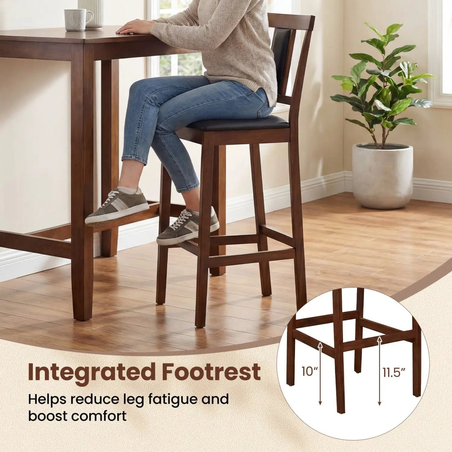 Set of 2 Upholstered Barstools 29.5 Inch Height