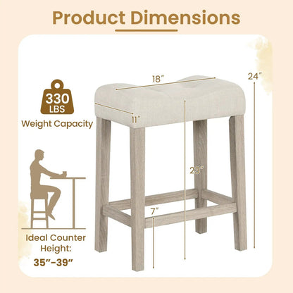 Set of 2 Upholstered Counter Height Bar Stools