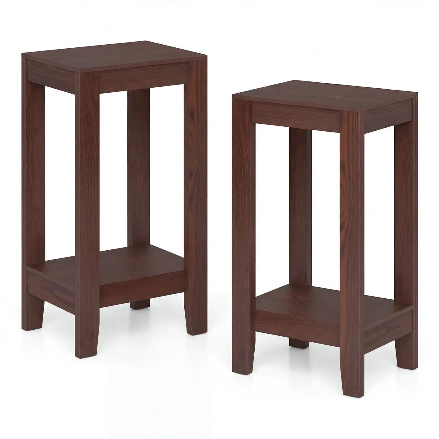 2 Tier End Tables with Storage Shelf, Set of 2