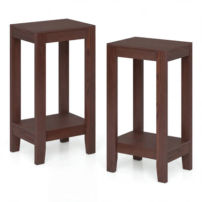 2 Tier End Tables with Storage Shelf, Set of 2