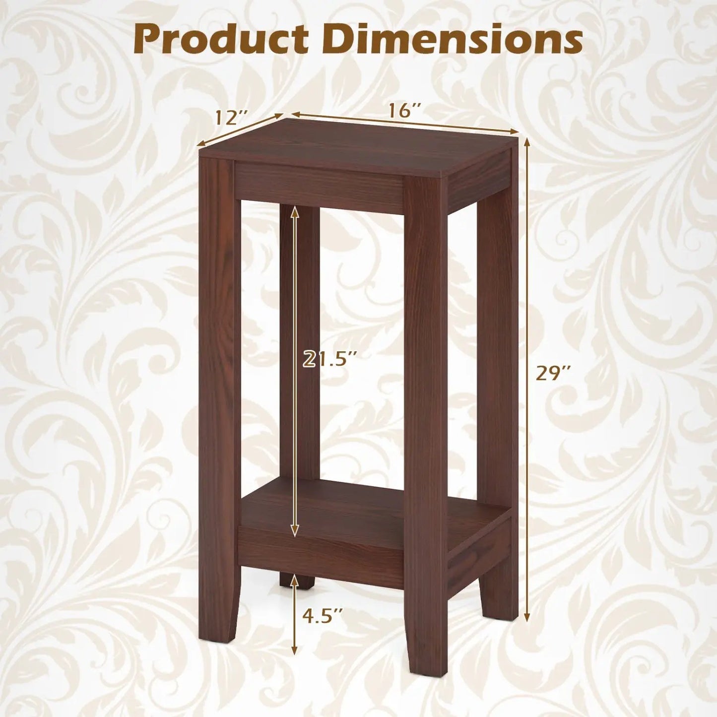 2 Tier End Tables with Storage Shelf, Set of 2