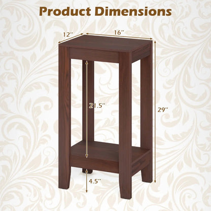 2 Tier End Tables with Storage Shelf, Set of 2