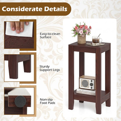 2 Tier End Tables with Storage Shelf, Set of 2