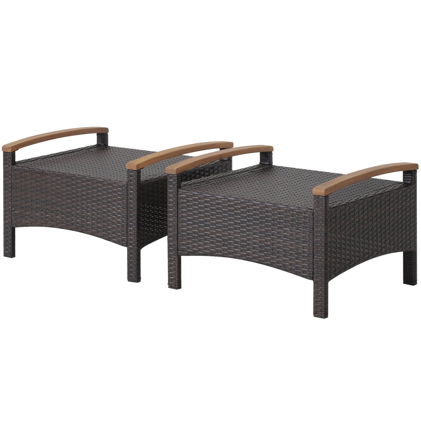 Wicker patio ottomans set of 2 by DirectDeals, dark brown wicker with tan arms on Tampa Home & Garden Store